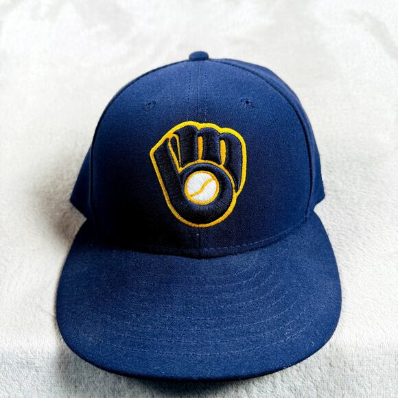 Milwaukee‎ Brewers Hat Cap Men's OSFM Fitted 7 1/4 New Era 59Fifty Baseball MLB - Picture 9 of 9